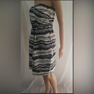 The Limited black and white striped strapless dress